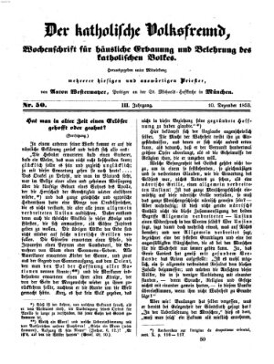 Der katholische Volksfreund Samstag 10. Dezember 1853