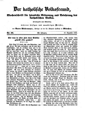 Der katholische Volksfreund Samstag 17. Dezember 1853