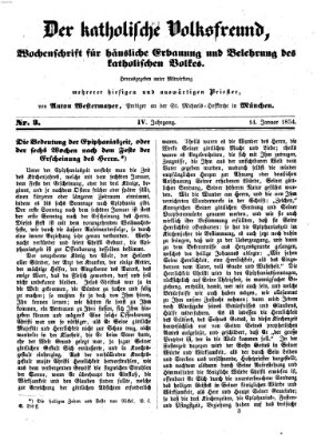 Der katholische Volksfreund Samstag 14. Januar 1854