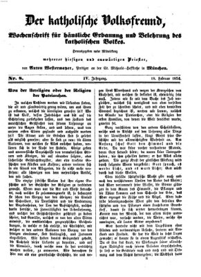 Der katholische Volksfreund Samstag 18. Februar 1854