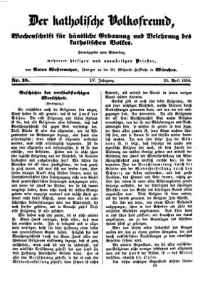 Der katholische Volksfreund Samstag 29. April 1854