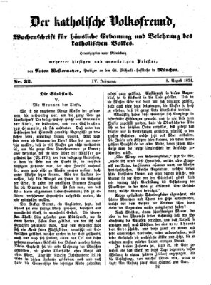 Der katholische Volksfreund Samstag 5. August 1854