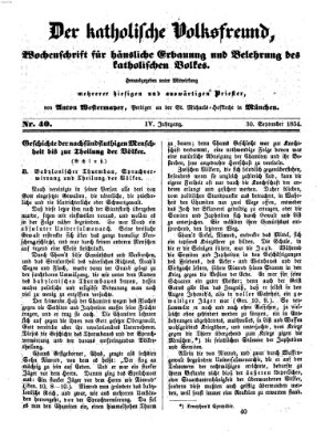 Der katholische Volksfreund Samstag 30. September 1854