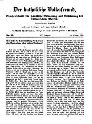 Der katholische Volksfreund Samstag 14. Oktober 1854