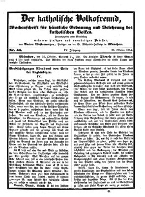 Der katholische Volksfreund Samstag 28. Oktober 1854