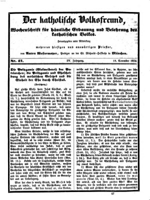 Der katholische Volksfreund Samstag 18. November 1854