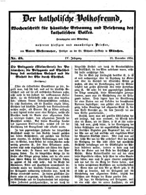 Der katholische Volksfreund Samstag 25. November 1854