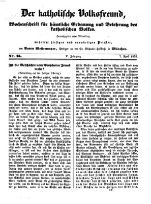 Der katholische Volksfreund Samstag 7. April 1855