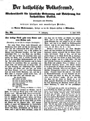 Der katholische Volksfreund Samstag 2. Juni 1855