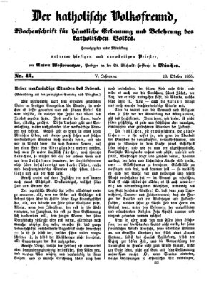 Der katholische Volksfreund Samstag 13. Oktober 1855