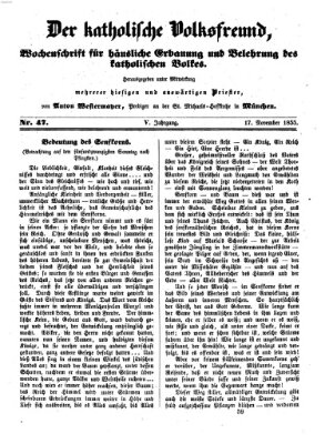 Der katholische Volksfreund Samstag 17. November 1855