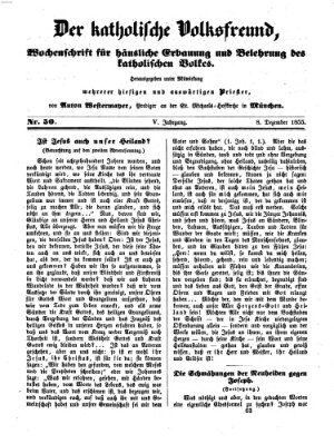 Der katholische Volksfreund Samstag 8. Dezember 1855