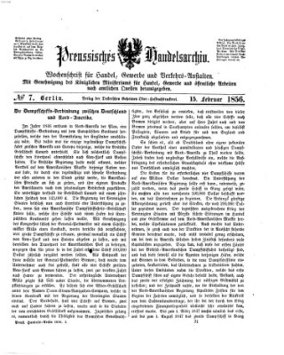 Preußisches Handels-Archiv Freitag 15. Februar 1856