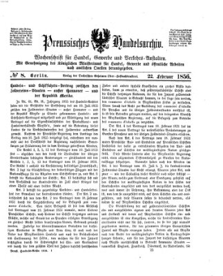 Preußisches Handels-Archiv Freitag 22. Februar 1856