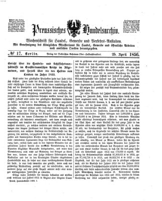 Preußisches Handels-Archiv Freitag 25. April 1856