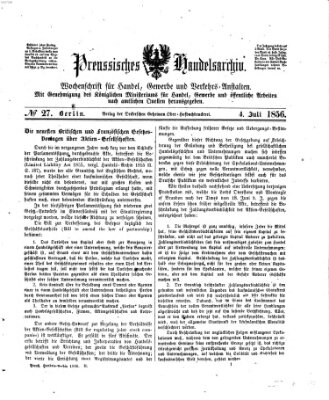 Preußisches Handels-Archiv Freitag 4. Juli 1856