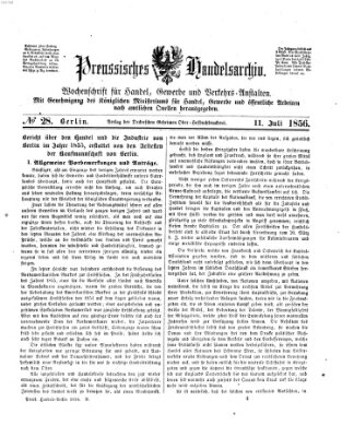 Preußisches Handels-Archiv Freitag 11. Juli 1856