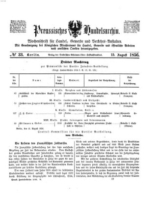 Preußisches Handels-Archiv Freitag 15. August 1856