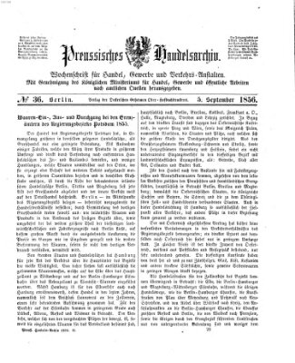 Preußisches Handels-Archiv Freitag 5. September 1856