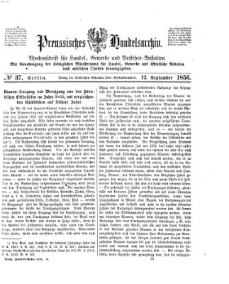 Preußisches Handels-Archiv Freitag 12. September 1856