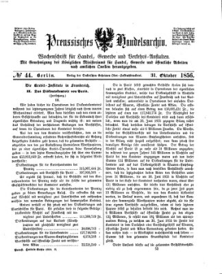 Preußisches Handels-Archiv Freitag 31. Oktober 1856