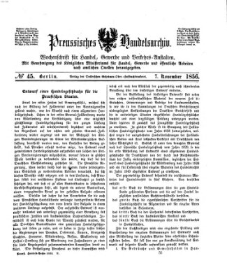 Preußisches Handels-Archiv Freitag 7. November 1856