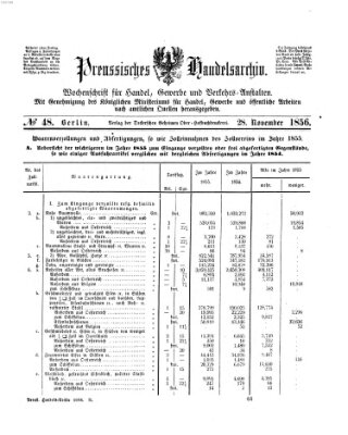 Preußisches Handels-Archiv Freitag 28. November 1856