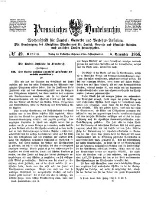 Preußisches Handels-Archiv Freitag 5. Dezember 1856