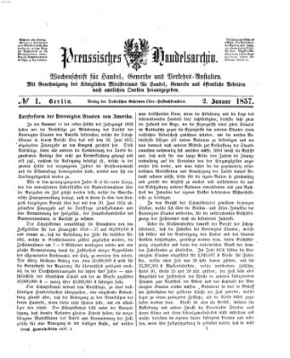 Preußisches Handels-Archiv Freitag 2. Januar 1857