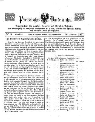 Preußisches Handels-Archiv Freitag 20. Februar 1857