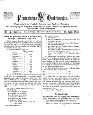 Preußisches Handels-Archiv Freitag 10. April 1857