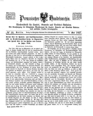 Preußisches Handels-Archiv Freitag 8. Mai 1857