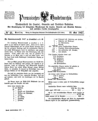 Preußisches Handels-Archiv Freitag 22. Mai 1857