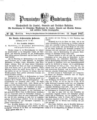 Preußisches Handels-Archiv Freitag 14. August 1857