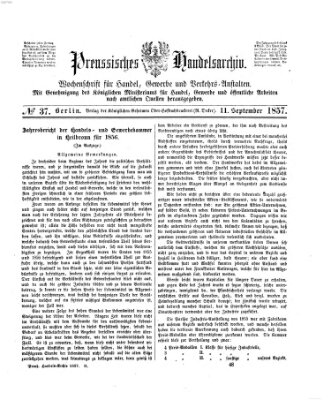 Preußisches Handels-Archiv Freitag 11. September 1857