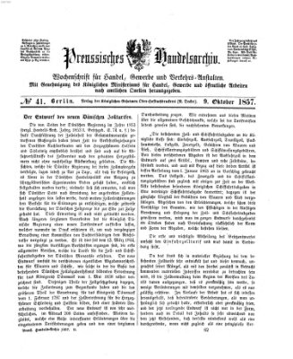 Preußisches Handels-Archiv Freitag 9. Oktober 1857