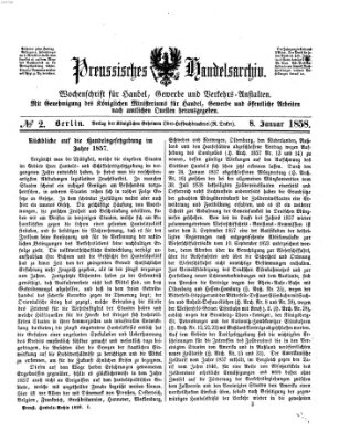 Preußisches Handels-Archiv Freitag 8. Januar 1858