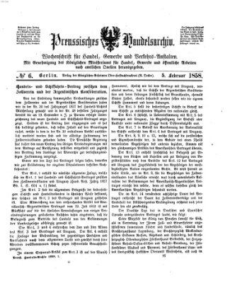 Preußisches Handels-Archiv Freitag 5. Februar 1858