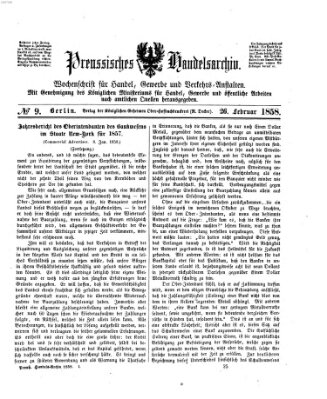 Preußisches Handels-Archiv Freitag 26. Februar 1858