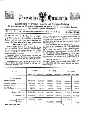 Preußisches Handels-Archiv Freitag 5. März 1858