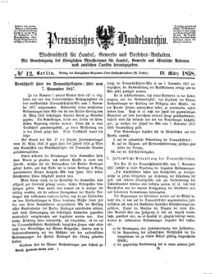 Preußisches Handels-Archiv Freitag 19. März 1858