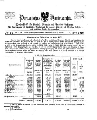 Preußisches Handels-Archiv Freitag 2. April 1858