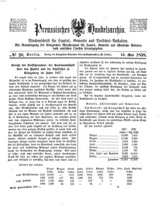 Preußisches Handels-Archiv Freitag 14. Mai 1858