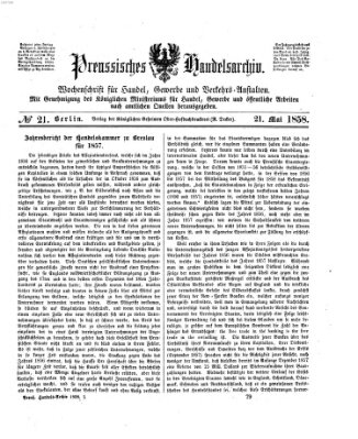 Preußisches Handels-Archiv Freitag 21. Mai 1858