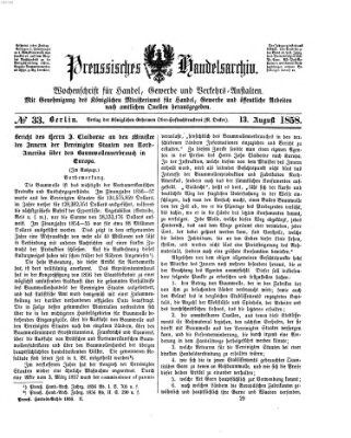 Preußisches Handels-Archiv Freitag 13. August 1858