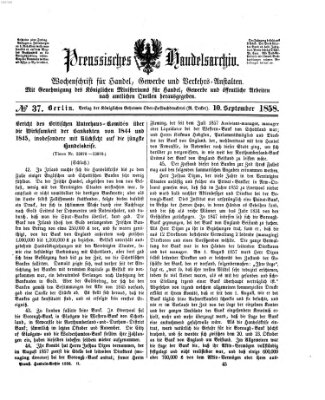 Preußisches Handels-Archiv Freitag 10. September 1858