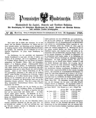 Preußisches Handels-Archiv Freitag 24. September 1858