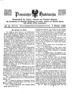 Preußisches Handels-Archiv Freitag 8. Oktober 1858