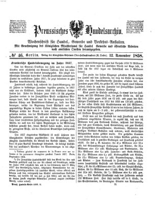 Preußisches Handels-Archiv Freitag 12. November 1858