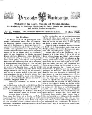 Preußisches Handels-Archiv Freitag 11. März 1859